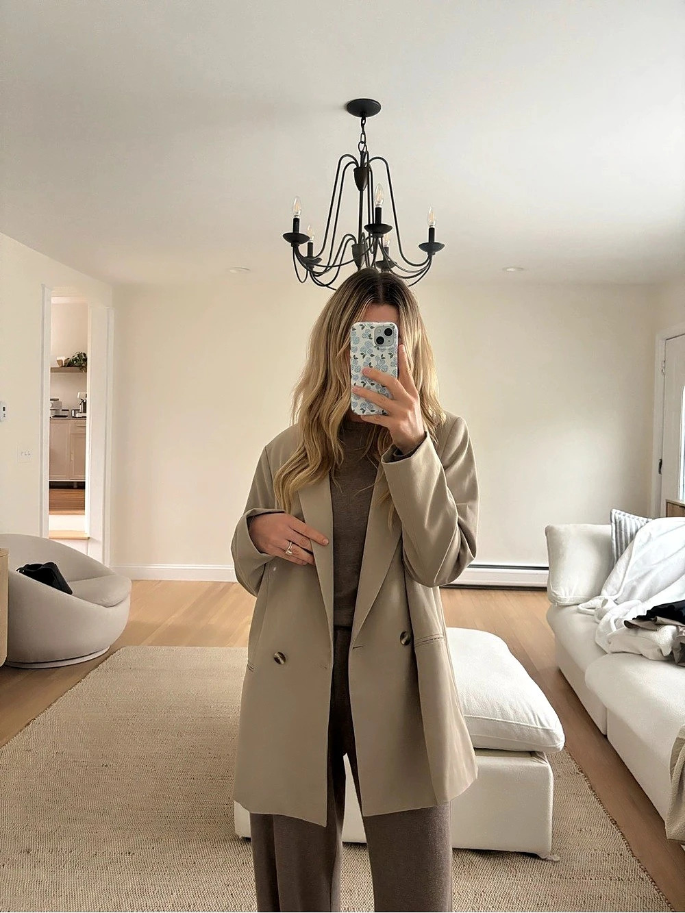 H&M Double Breasted Blazer in Beige Size Medium